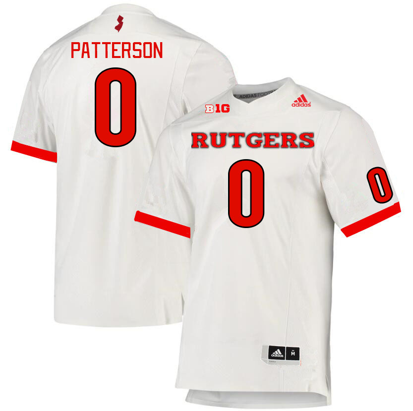 Men #0 Max Patterson Rutgers Scarlet Knights College Football Jerseys Stitched Sale-White
